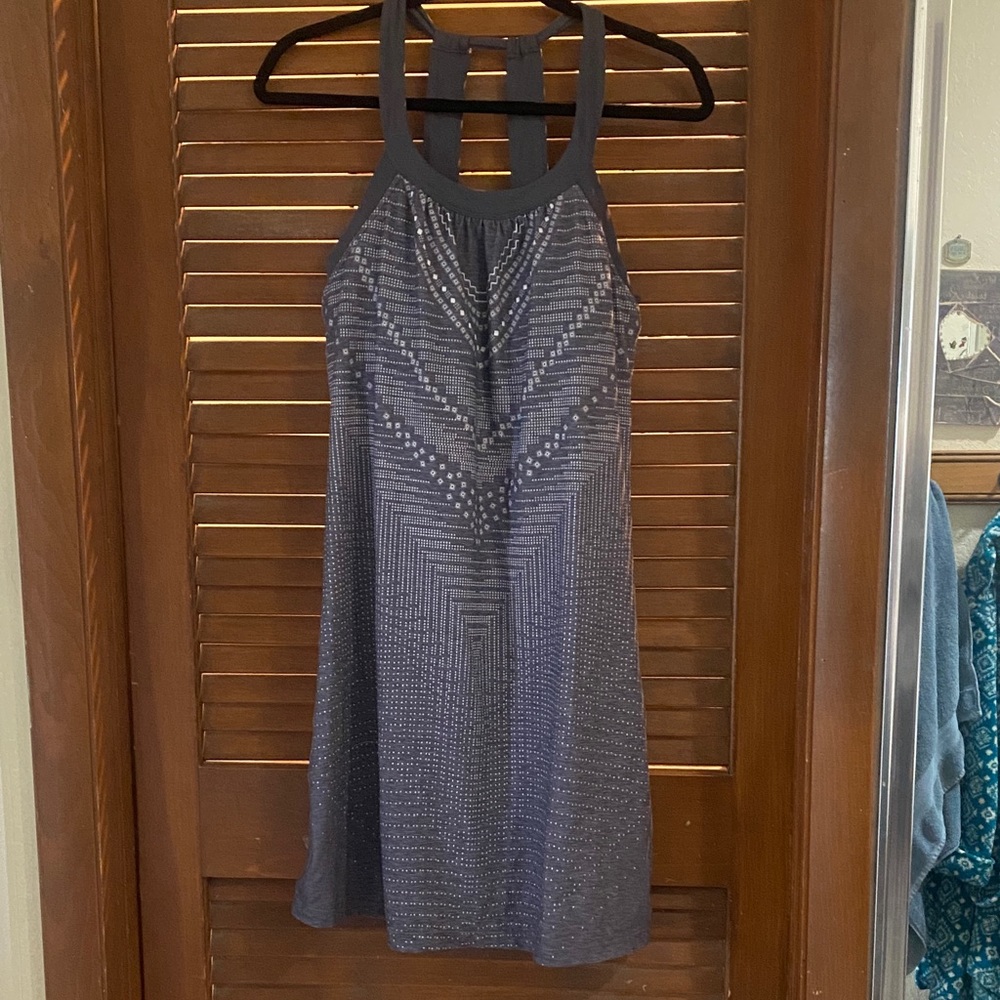 Prana Gray Patterned Midi Dress
